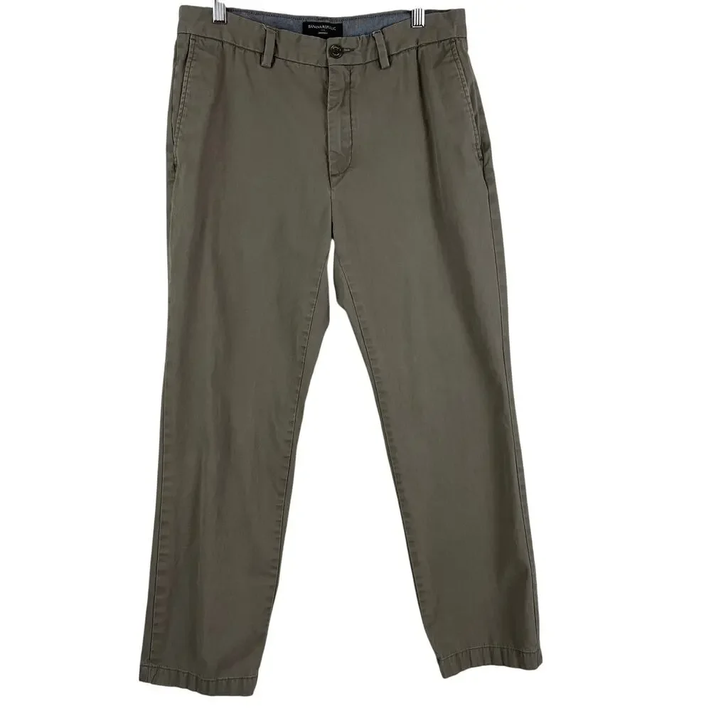 Banana Republic Men’s Emerson Chino Pants SZ 32”x 30” Green 100% Cotton